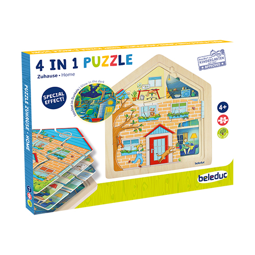 4 puzzels en 1 maison