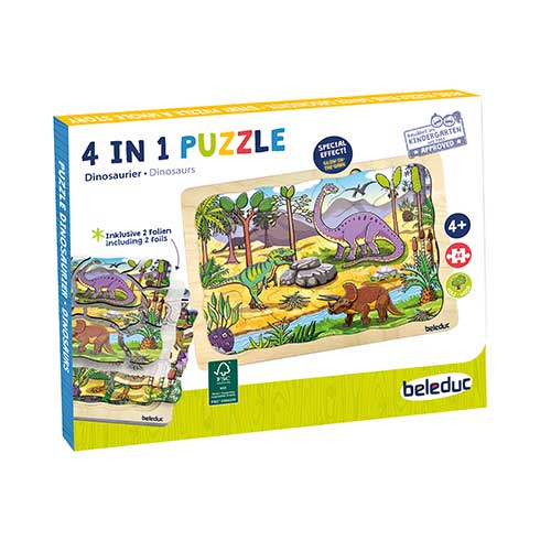 4 puzzels en 1 dinosaures