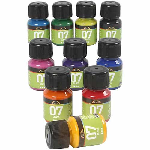 Peinture pour verre A-Color Glass 10 Flacon, 30 ml, Ass. De Couleurs