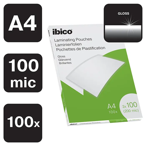 100 Etuis A4 100 microns à plastifier IBICO 100 Etuis A4 100 microns à plastifier IBICO