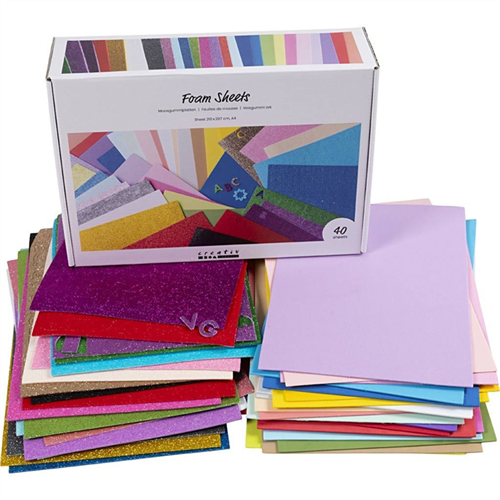 40 Feuilles de mousse A4, couleurs assorties 40 Feuilles de mousse A4, couleurs assorties