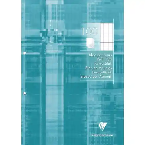 Bloc de cours Clairefontaine 90g 100 feuilles A4 quadrillé 10 x10mm Bloc de cours Clairefontaine 90g 100 feuilles A4 quadrillé 10 x10mm
