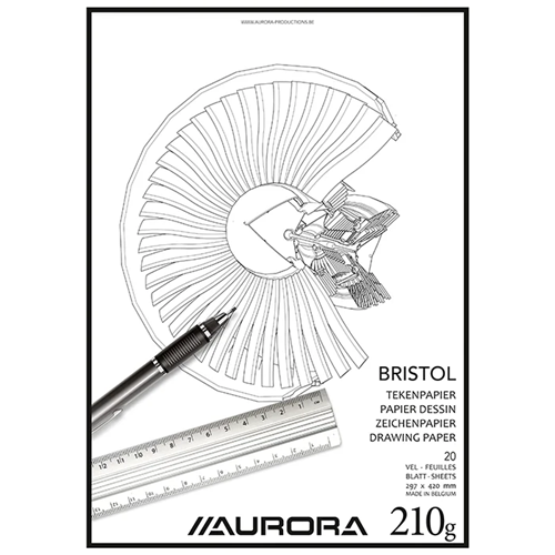 Bloc de dessin Bristol Aurora 210g, 29,70x42 cm, 20 feuilles Bloc de dessin Bristol Aurora 210g, 29,70x42 cm, 20 feuilles