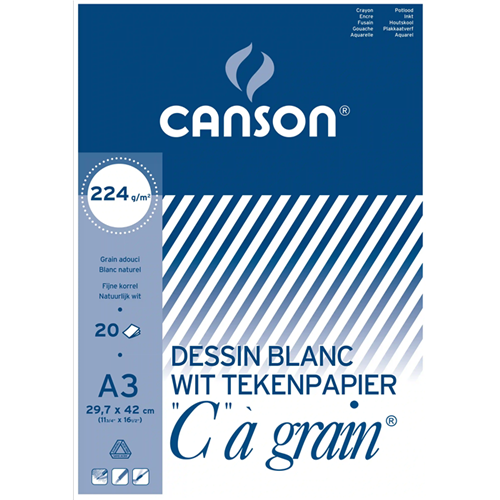 Bloc de dessin Canson C à Grain, 224g, A3 29,7x42 cm Bloc de dessin Canson C à Grain, 224g, A3 29,7x42 cm