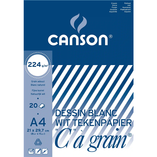 Bloc de dessin Canson C à Grain, 224g, A4 21x29,7 cm Bloc de dessin Canson C à Grain, 224g, A4 21x29,7 cm