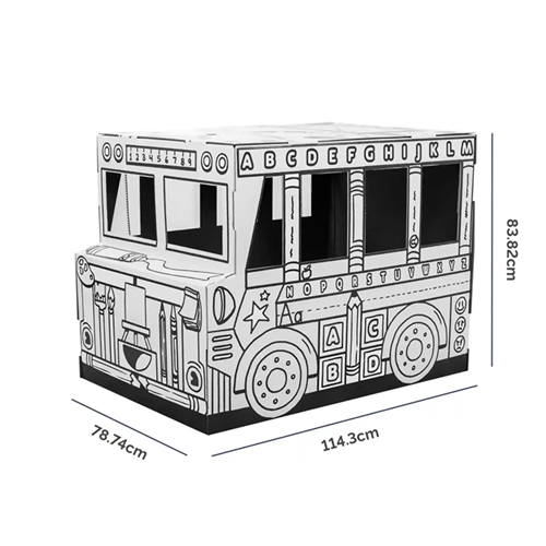 Bus scolaire XXL en carton blanc à colorier 100% recyclable Bus scolaire XXL en carton blanc à colorier 100% recyclable