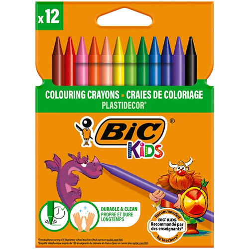 Craies de Coloriage Bic Kids Plastidecor - Etui de 12 Craies de Coloriage Bic Kids Plastidecor - Etui de 12