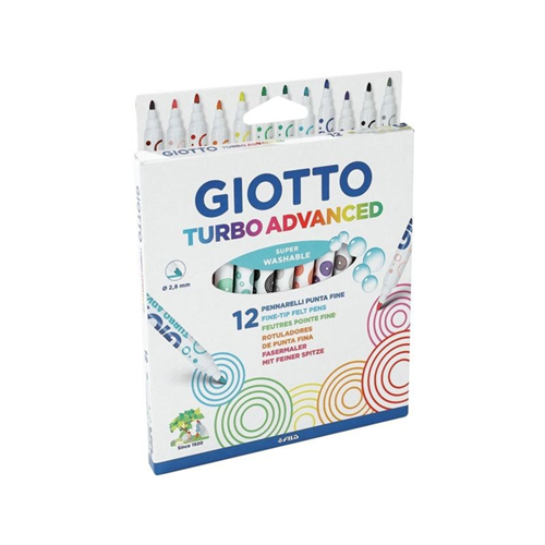 Giotto Advanced Turbo-markeerstiften, 12 kleuren in een assortiment Giotto Advanced Turbo-markeerstiften, 12 kleuren in een assortiment