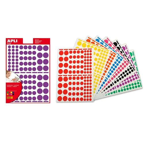 Gommettes rondes autocollantes 1870 assorties Gommettes rondes autocollantes 1870 assorties
