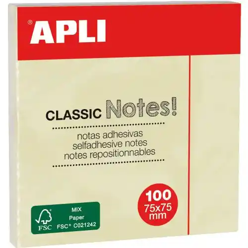 Haftnotities 75 x 75 mm, blok van 100 vellen, geel Haftnotities 75 x 75 mm, blok van 100 vellen, geel
