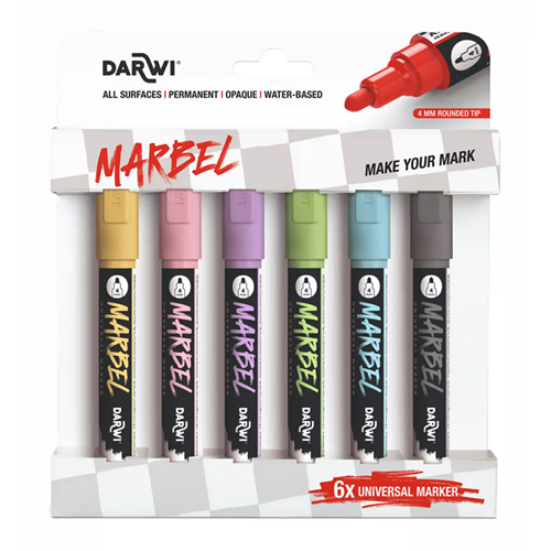 MARBEL Set de 6 Marqueurs Pointe Ronde Médium 4mm - Pastel MARBEL Set de 6 Marqueurs Pointe Ronde Médium 4mm - Pastel