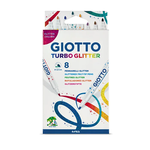 Marqueur pailleté Giotto Turbo Glitter - Etui de 8 couleurs assorties Marqueur pailleté Giotto Turbo Glitter - Etui de 8 couleurs assorties