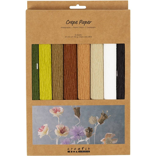 Papier Crépon, 8 feuilles - Assortiment couleurs nature Papier Crépon, 8 feuilles - Assortiment couleurs nature