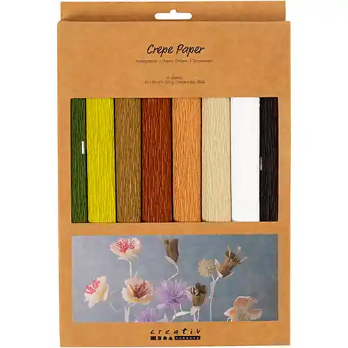 Papier crépon 8 flles feuille 25x60 cm, Crêpé à 180%, 105 gr, naturel Papier crépon 8 flles feuille 25x60 cm, Crêpé à 180%, 105 gr, naturel