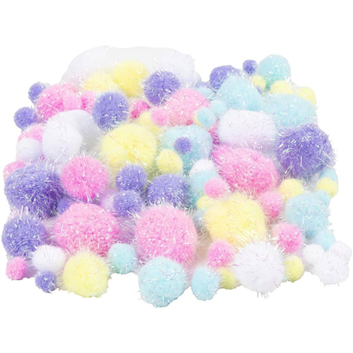 Pompons pailletés couleurs pastel Pompons pailletés couleurs pastel
