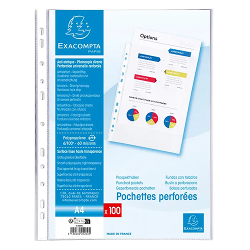 Protège-documents A4 crystal clear Premium 100 pièces Protège-documents A4 crystal clear Premium 100 pièces