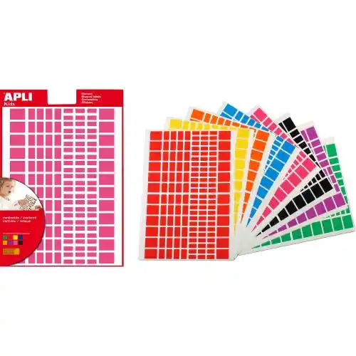 Rechthoekige zelfklevende stickers, 1870 stuks in diverse kleuren Rechthoekige zelfklevende stickers, 1870 stuks in diverse kleuren