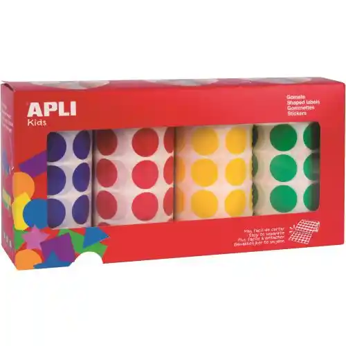 Ronde stickers, 7080 stuks, blauw-rood-groen-geel Ronde stickers, 7080 stuks, blauw-rood-groen-geel