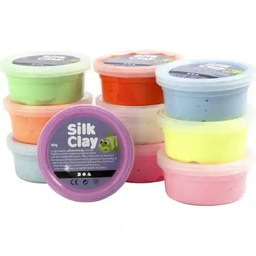 Silk clay 10 pots de 40 gr couleurs assorties pastel Silk clay 10 pots de 40 gr couleurs assorties pastel