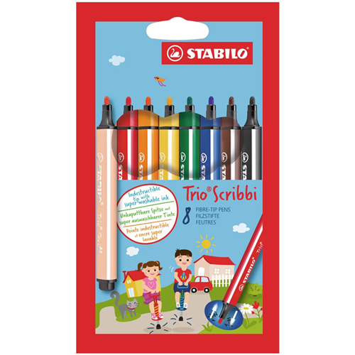 Stabilo Trio Scribbi kleurstiften set van 8 ass Stabilo Trio Scribbi kleurstiften set van 8 ass