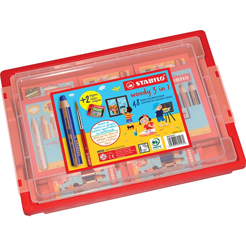 Stabilo Woody 3 in 1 Classpack 48 crayons 18 couleurs assorties + 2 tailles Stabilo Woody 3 in 1 Classpack 48 crayons 18 couleurs assorties + 2 tailles