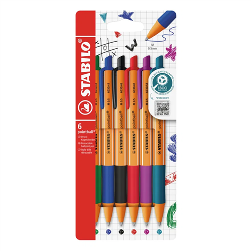 Stylo-bille Stabilo Pointball Colorful - Etui de 6 Stylo-bille Stabilo Pointball Colorful - Etui de 6