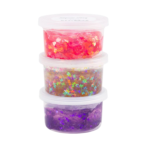 Transparante klei met glitters, paars/roze - 3 stuks Transparante klei met glitters, paars/roze - 3 stuks