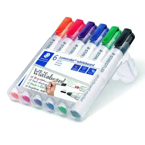 Viltstiften Staedtler lumocolor ronde punt voor wit bord 351wp6 Viltstiften Staedtler lumocolor ronde punt voor wit bord 351wp6