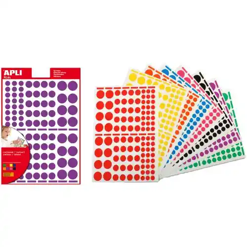 Zakje met 1872 ronde stickers in diverse kleuren Zakje met 1872 ronde stickers in diverse kleuren