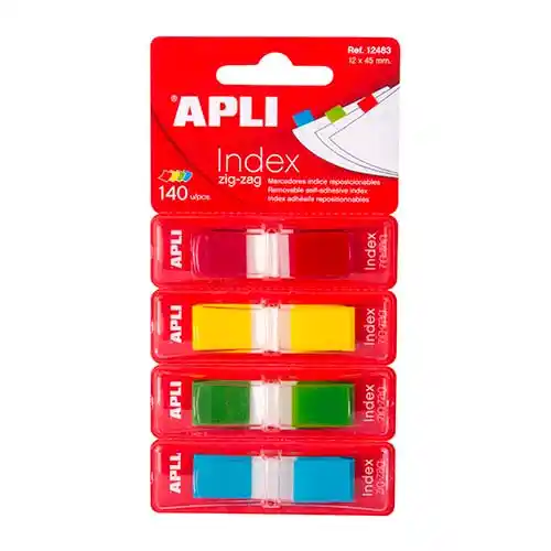 Zigzag-indexstickers 45 x 12 mm, 4 dispensers met elk 35 indexsticke Zigzag-indexstickers 45 x 12 mm, 4 dispensers met elk 35 indexsticke